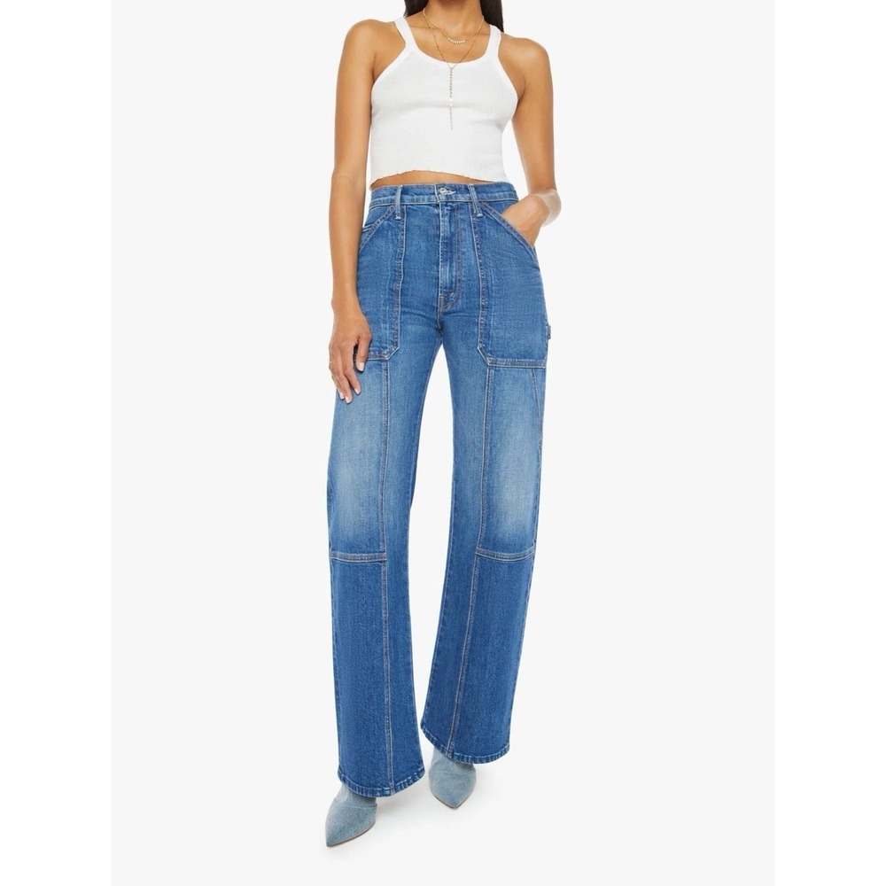 MOTHER Superior The Lasso utility Sneak Jeans It's A Small World Size 28